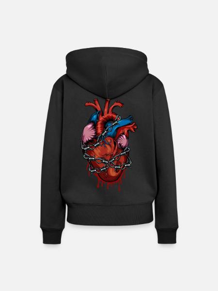 Coeur d'anatomie fil de fer barbelé - Sweat à capuche Premium bio Femme - noir