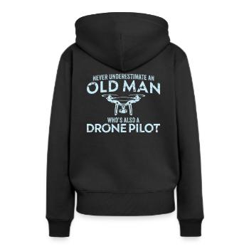 Die Old Man Drone Pilot Geschenkidee Quadcopter UAV - Frauen Premium Bio Hoodie - Schwarz - Hinten - Julia (174cm)