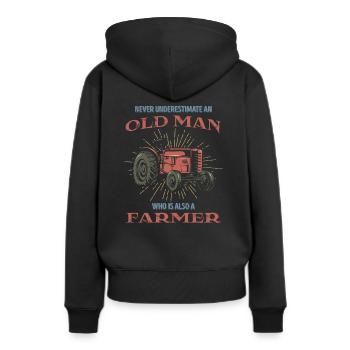L'idée de cadeau du vieux fermier Ferme Ferme Ferme - Sweat à capuche Premium bio Femme - noir - Dos - Julia (174cm)