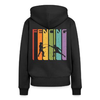 Escrime Rétro Sport Vintage Escrime Cadeau Epée Années 70 - Sweat à capuche Premium bio Femme - noir - Dos - Julia (174cm)