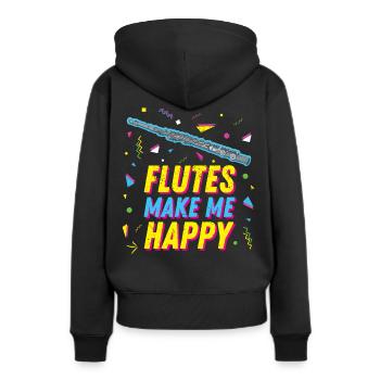 Flûtiste de flûte traversière rétro des années 90 me rend heureux - Sweat à capuche Premium bio Femme - noir - Dos - Julia (174cm)