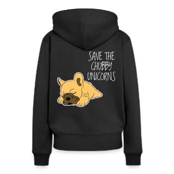 Chubby Licorne French Bulldog Frenchie Chien Cadeau - Sweat à capuche Premium bio Femme - noir - Dos - Julia (174cm)