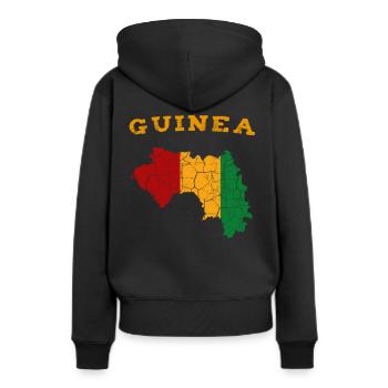 Guinée - Sweat à capuche Premium bio Femme - noir - Dos - Julia (174cm)