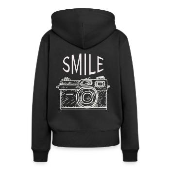 Smile Fotoapparat Lustig Geschenkidee - Frauen Premium Bio Hoodie - Schwarz - Hinten - Julia (174cm)