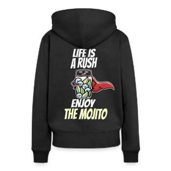 Cocktail Mojito Limette Bar Spruch Rausch - Frauen Premium Bio Hoodie - Schwarz - Hinten - Julia (174cm)