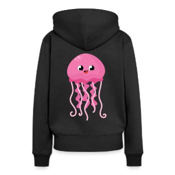 Cadeau Méduse Méduse Kawaii Carton Enfants - Sweat à capuche Premium bio Femme - noir - Dos - Julia (174cm)