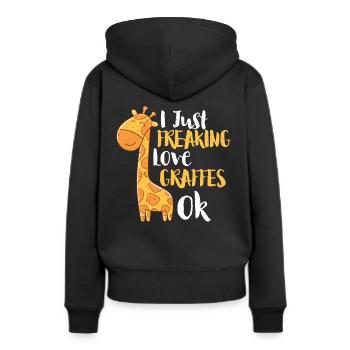 Giraffe Tierliebe - Frauen Premium Bio Hoodie - Schwarz - Hinten - Julia (174cm)