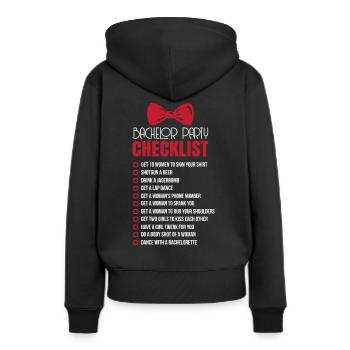 Junggesellen Checkliste - Frauen Premium Bio Hoodie - Schwarz - Hinten - Julia (174cm)