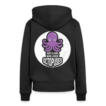 Juste une fille qui aime les poulpes Squid Ward Octopus - Sweat à capuche Premium bio Femme - noir - Dos - Julia (174cm)