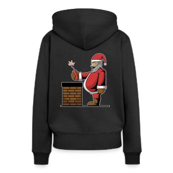 Méchant Père Noël Cadeau Dynamite Cheminée - Sweat à capuche Premium bio Femme - noir - Dos - Julia (174cm)
