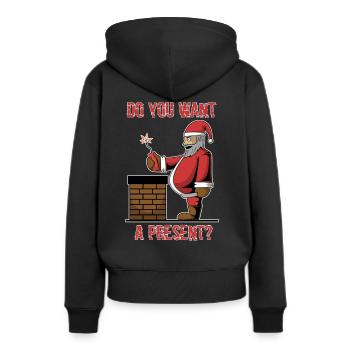 Cheminée de dynamite cadeau Père Noël méchant - Sweat à capuche Premium bio Femme - noir - Dos - Julia (174cm)