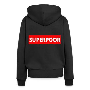 Pauvre drôle cadeau anniversaire riche - Sweat à capuche Premium bio Femme - noir - Dos - Julia (174cm)