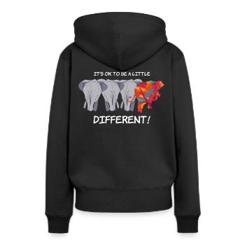 C’est ok d’être un éléphant cadeau un peu différent - Sweat à capuche Premium bio Femme - noir - Dos - Julia (174cm)