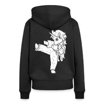 Karate Einhorn Judo Kampf Ninja Jitsu - Frauen Premium Bio Hoodie - Schwarz - Hinten - Julia (174cm)