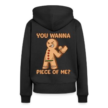 Bonhomme en pain d'épice cadeau de Noël drôle - Sweat à capuche Premium bio Femme - noir - Dos - Julia (174cm)