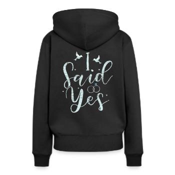 Verlobung Antrag - Frauen Premium Bio Hoodie - Schwarz - Hinten - Julia (174cm)