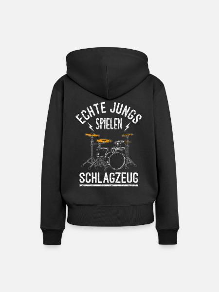 Schlagzeug Jungs - Frauen Premium Bio Hoodie - Schwarz