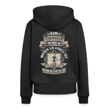 Zimmerer - Frauen Premium Bio Hoodie - Schwarz - Hinten - Julia (174cm)