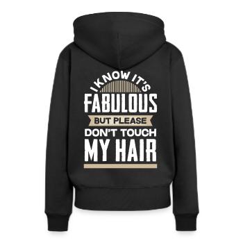 Haar nicht Anfassen - Frauen Premium Bio Hoodie - Schwarz - Hinten - Julia (174cm)