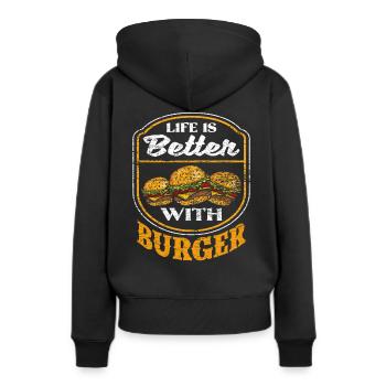 Burger - Sweat à capuche Premium bio Femme - noir - Dos - Julia (174cm)