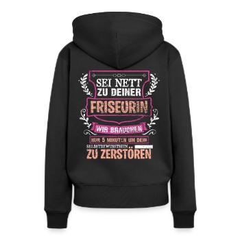 Friseurin - Frauen Premium Bio Hoodie - Schwarz - Hinten - Julia (174cm)