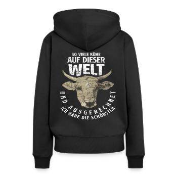 Kuh Schönsten - Frauen Premium Bio Hoodie - Schwarz - Hinten - Julia (174cm)