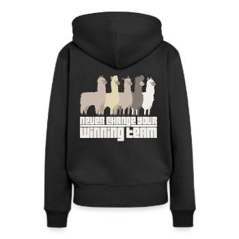 Troupeau d'alpaga - Sweat à capuche Premium bio Femme - noir - Dos - Julia (174cm)