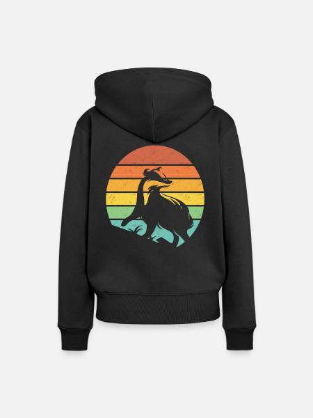 Honigdachs Retro Geschenk - Frauen Premium Bio Hoodie - Schwarz