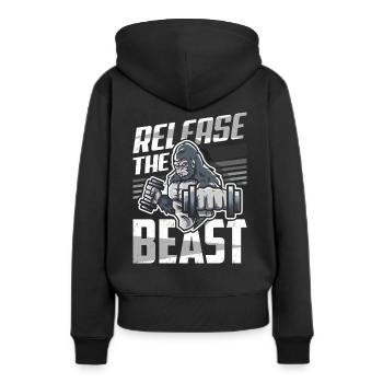 Bodybuilding Homme fort - Sweat à capuche Premium bio Femme - noir - Dos - Julia (174cm)