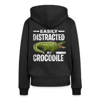 Krokodil Raubtier - Frauen Premium Bio Hoodie - Schwarz - Hinten - Julia (174cm)