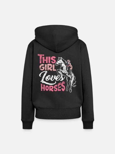 Pferde Liebe - Frauen Premium Bio Hoodie - Schwarz