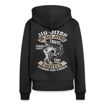 Jiu Jitsu Kampfkunst - Frauen Premium Bio Hoodie - Schwarz - Hinten - Julia (174cm)