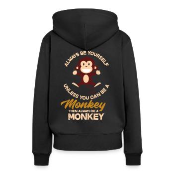 Affe Lieblingstier - Frauen Premium Bio Hoodie - Schwarz - Hinten - Julia (174cm)