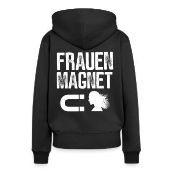 FRAUEN MAGNET GESCHENKIDEE LUSTIG MACHO - Frauen Premium Bio Hoodie - Schwarz - Hinten - Julia (174cm)