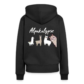 Alpakalypse - Frauen Premium Bio Hoodie - Schwarz - Hinten - Julia (174cm)