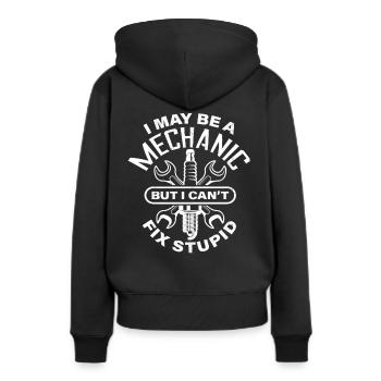 Mechaniker - Frauen Premium Bio Hoodie - Schwarz - Hinten - Julia (174cm)