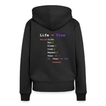 Eat Sleep Code Repeat - programmer - Women’s Premium Organic Hoodie - black - Back - Julia (174cm)