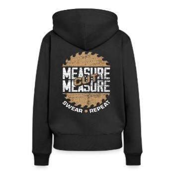 Charpentier, mesurer, jurer - Sweat à capuche Premium bio Femme - noir - Dos - Julia (174cm)