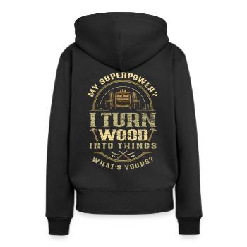 Fabricant de meubles menuisier - Sweat à capuche Premium bio Femme - noir - Dos - Julia (174cm)