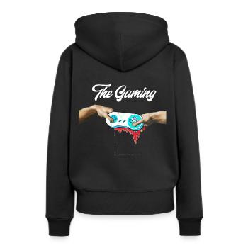 La création de l'idée cadeau Michelangelo Gamer - Sweat à capuche Premium bio Femme - noir - Dos - Julia (174cm)