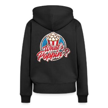 Popcorn Tüten - Frauen Premium Bio Hoodie - Schwarz - Hinten - Julia (174cm)