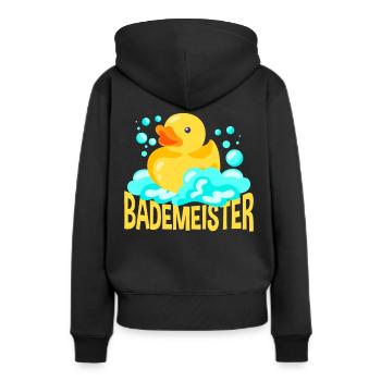 Bademeister - Frauen Premium Bio Hoodie - Schwarz - Hinten - Julia (174cm)