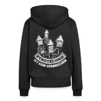 Pyrotechnik Verbrechen - Frauen Premium Bio Hoodie - Schwarz - Hinten - Julia (174cm)