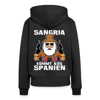 Harald Krull - Sangria kommt aus Spanien - Frauen Premium Bio Hoodie - Schwarz - Hinten - Julia (174cm)