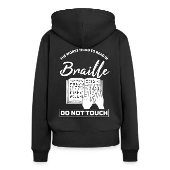 Braille Blindness Braille Blind Blind - Sweat à capuche Premium bio Femme - noir - Dos - Julia (174cm)