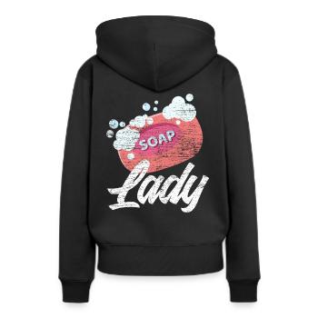Seife machen Frau - Frauen Premium Bio Hoodie - Schwarz - Hinten - Julia (174cm)