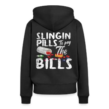 Apotheker - Frauen Premium Bio Hoodie - Schwarz - Hinten - Julia (174cm)