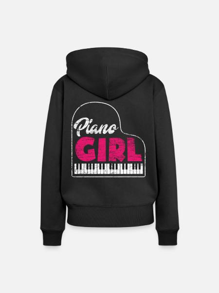 Piano Mädchen - Frauen Premium Bio Hoodie - Schwarz