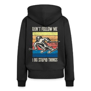 Ski - Frauen Premium Bio Hoodie - Schwarz - Hinten - Julia (174cm)