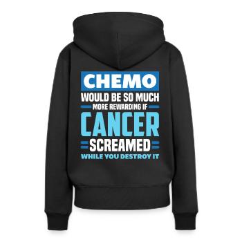 Traitement chimio-cancéreux - Sweat à capuche Premium bio Femme - noir - Dos - Julia (174cm)